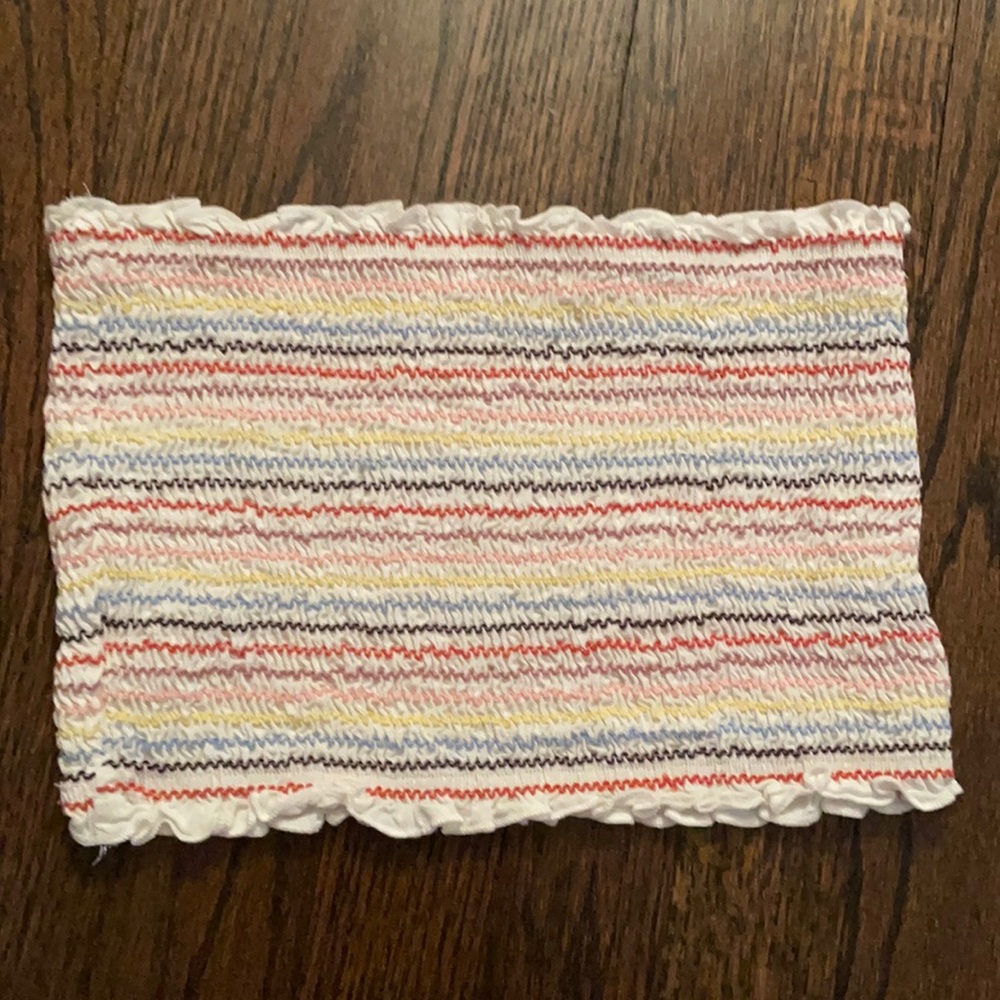 Wild Honey rainbow “scrunch”/ruffled tube top